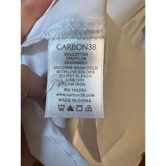 Carbon38 Women's Twisted Button-Up Tunic Shirt Long Sleeve Blouse White Size XL - Picture 9 of 16